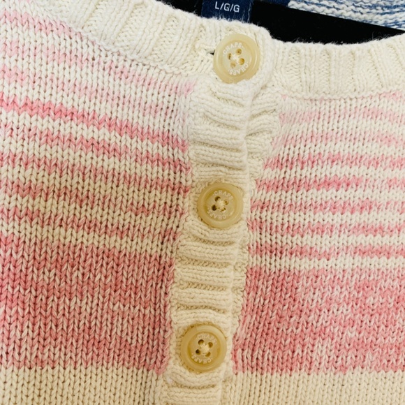 Chaps Knit Sweater Large Stripes Preppy Linen Cotton Blend Jumper - Picture 4 of 13